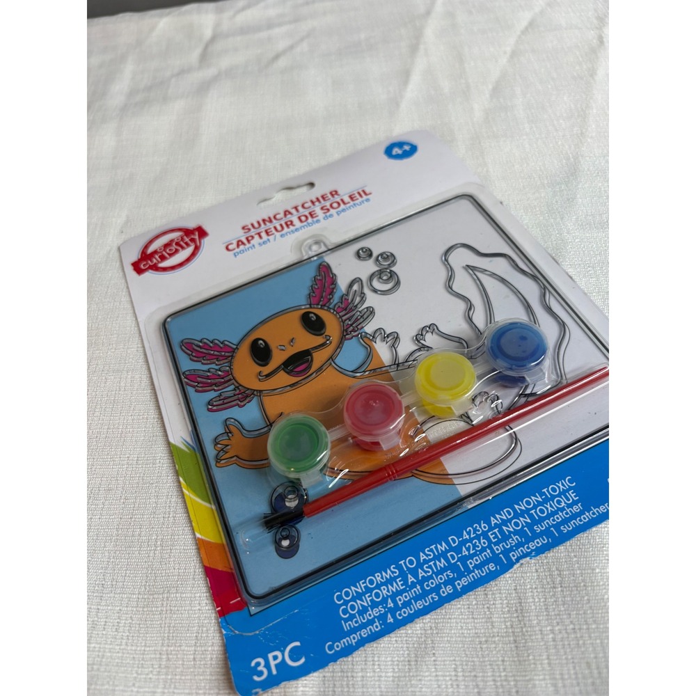 Curiosity Axolotl Suncatcher Paint Set Kids Craft Kit Non-Toxic 3pc Set